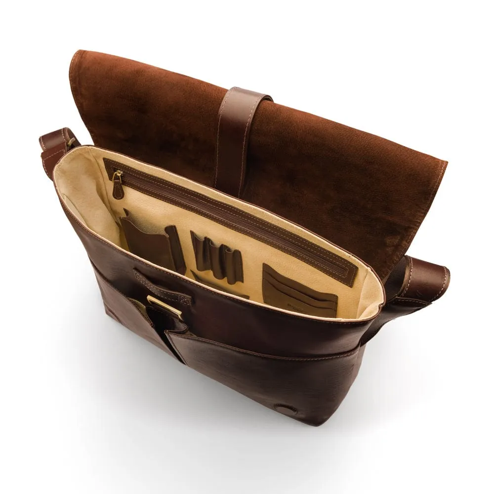 Classic Postman's Leather Messenger Bag - Brown