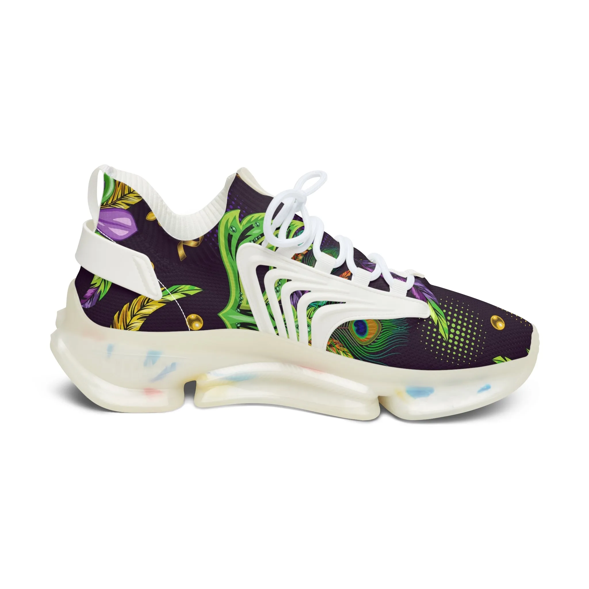 Colored Feathers and Face Mask Women's Mesh Sneakers