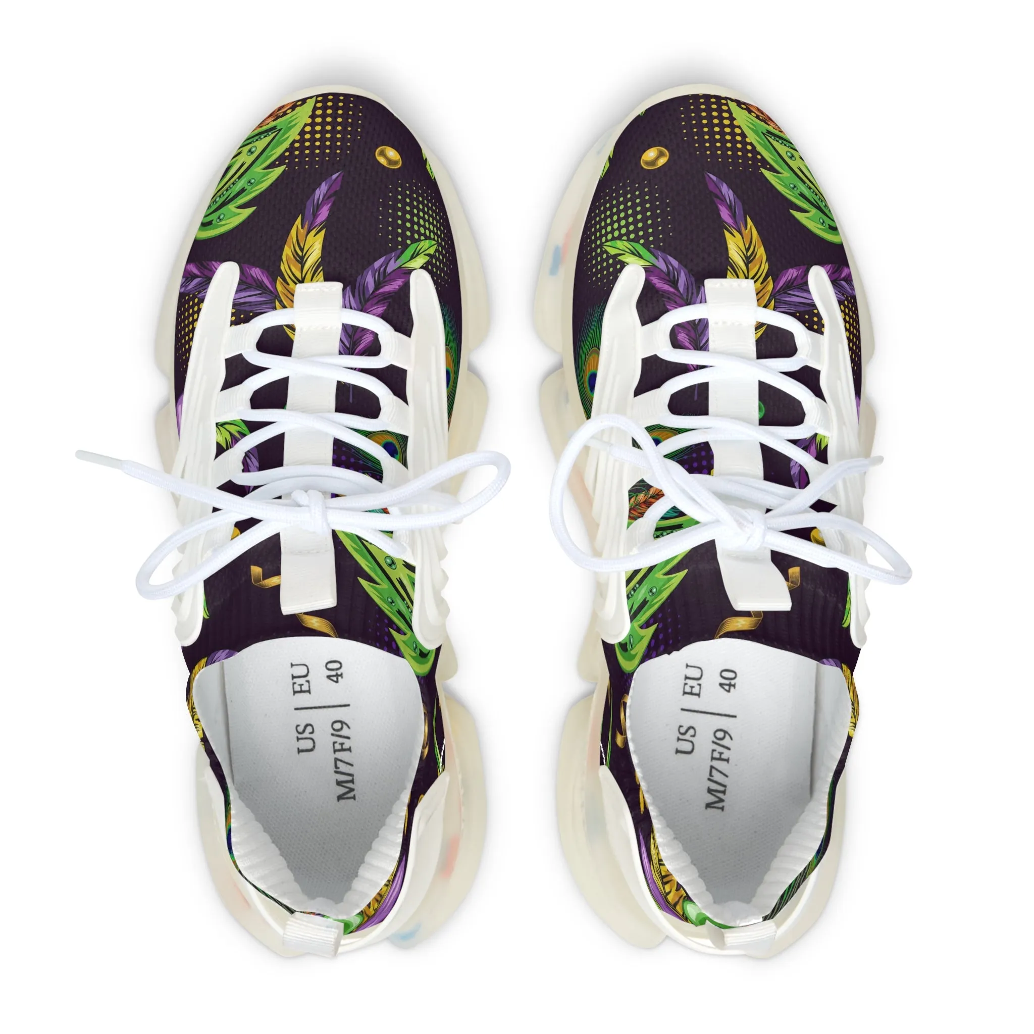 Colored Feathers and Face Mask Women's Mesh Sneakers