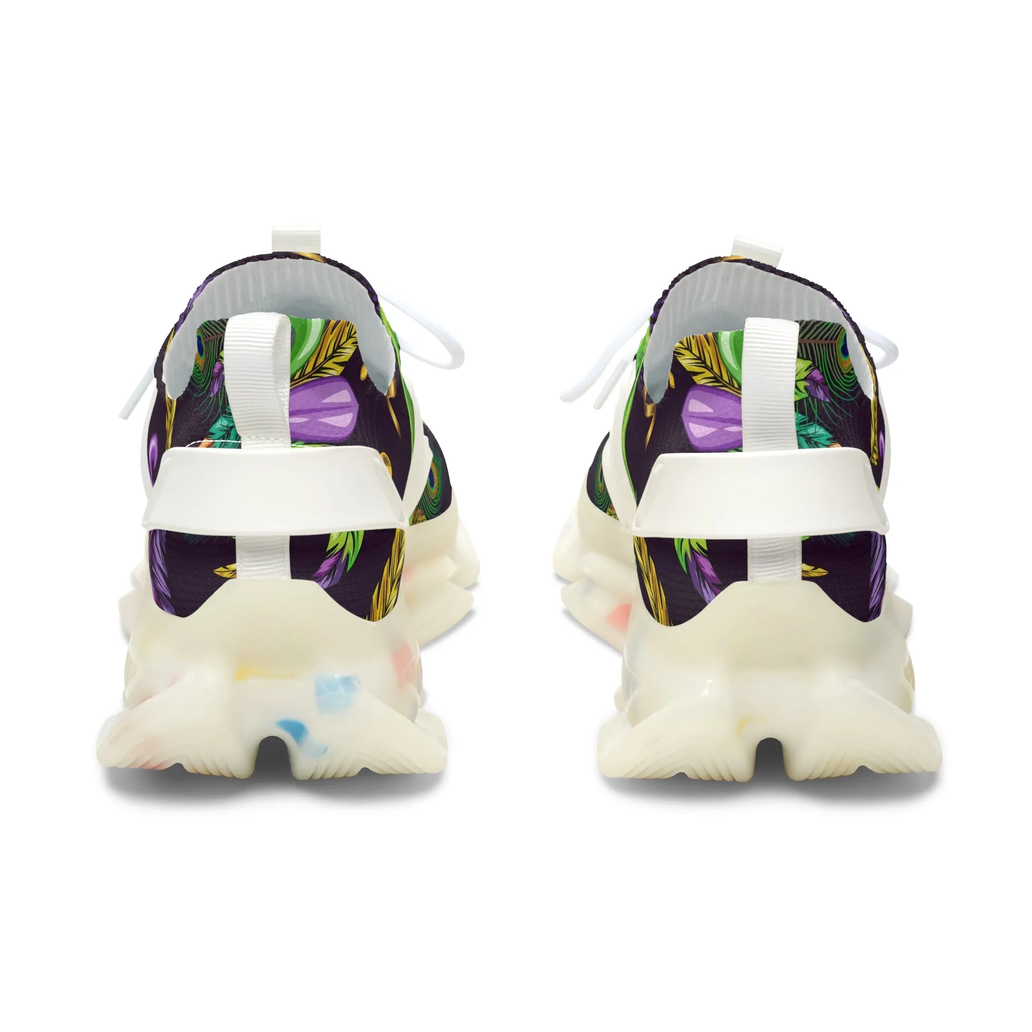 Colored Feathers and Face Mask Women's Mesh Sneakers
