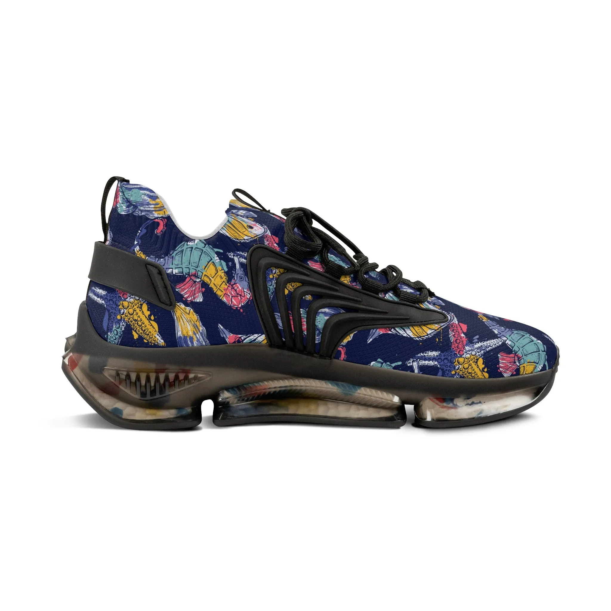 Colorful Fish and Seahorse Men's Mesh Sneakers