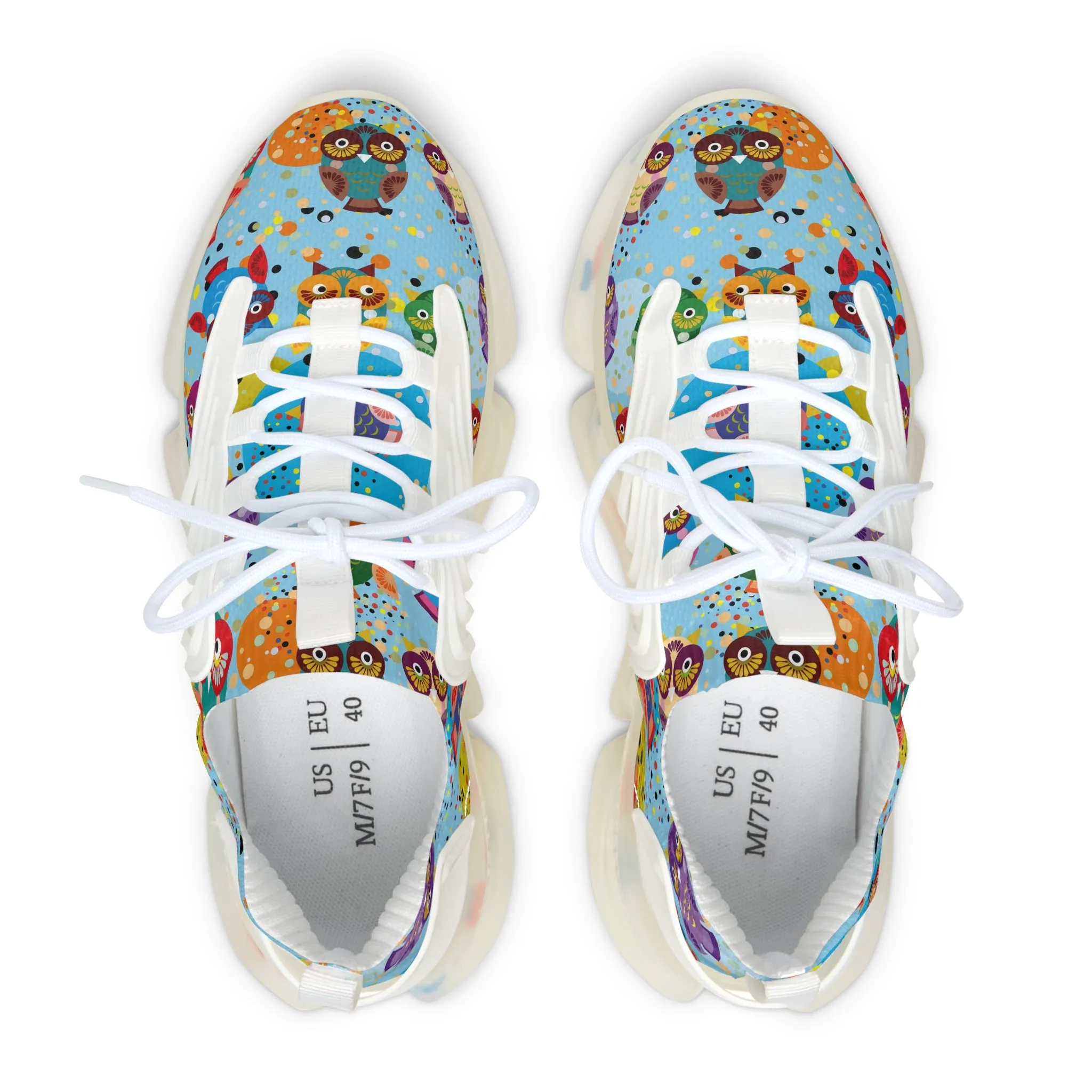 Colorful Party Owls Women's Mesh Sneakers