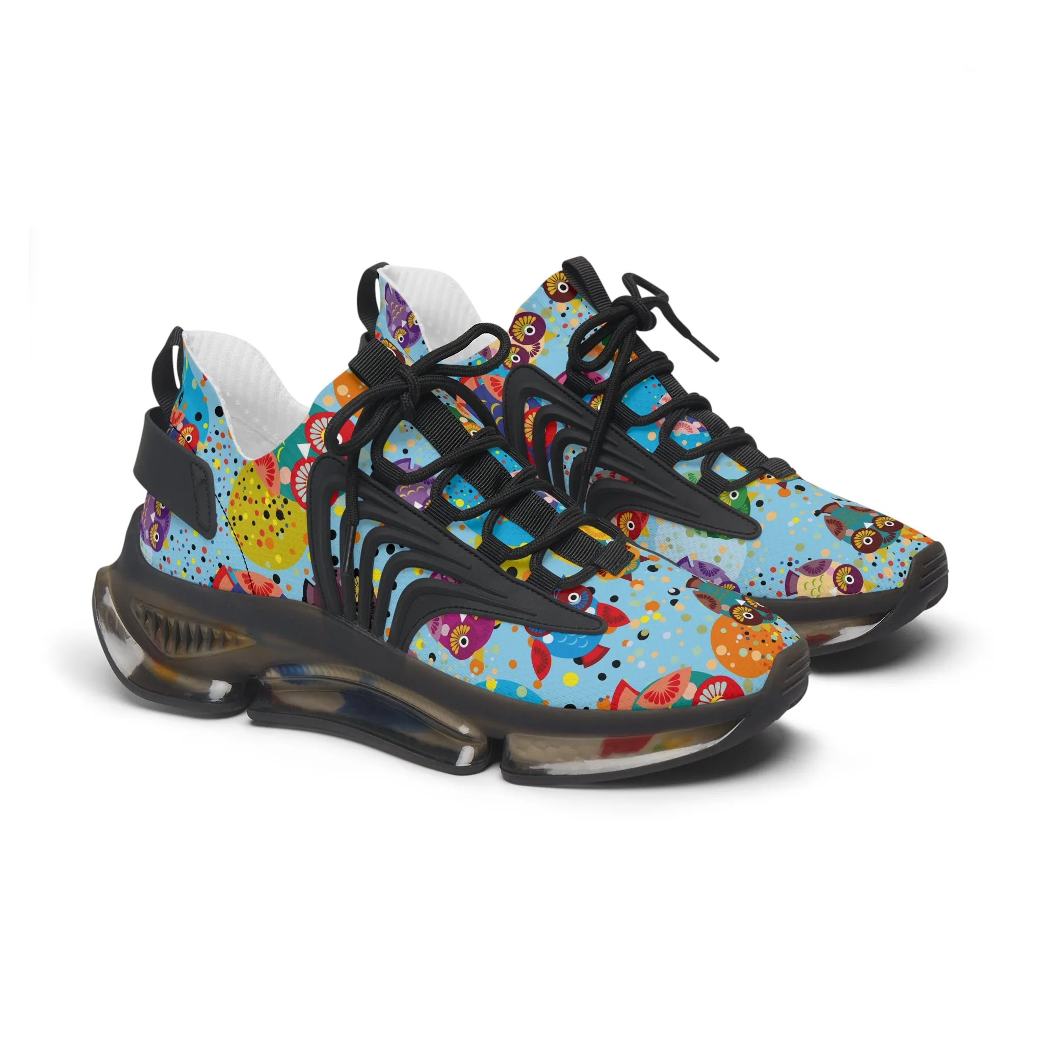 Colorful Party Owls Women's Mesh Sneakers