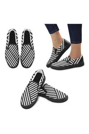 Cool Stripes Men's Unusual Slip-on Canvas Shoes (Model 019)