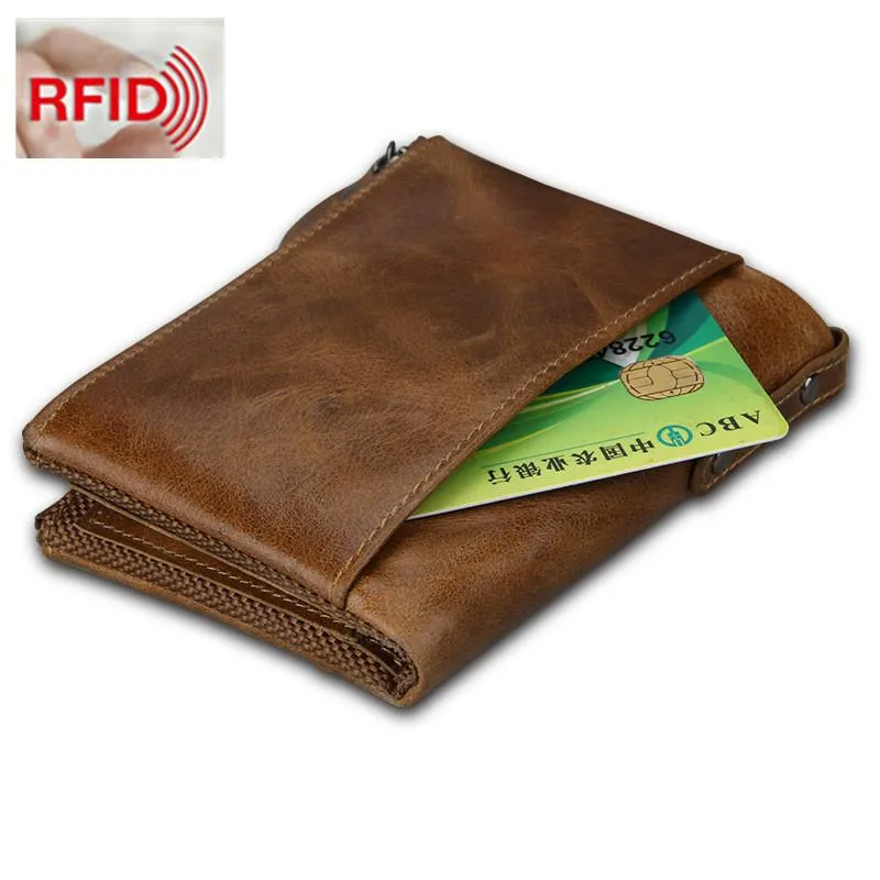Crazy Horse Genuine Leather Double Zipper Wallet - 5 Colors
