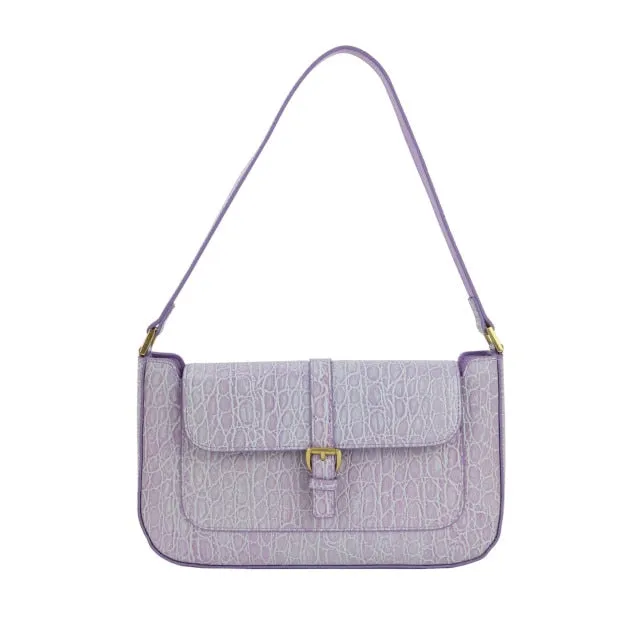 Crocodile Pattern Leather Shoulder Bag Female