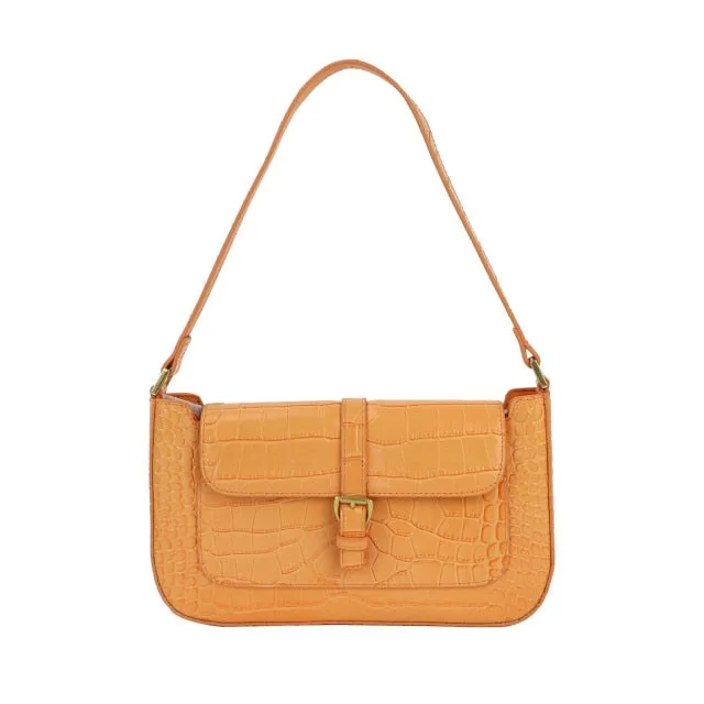 Crocodile Pattern Leather Shoulder Bag Female