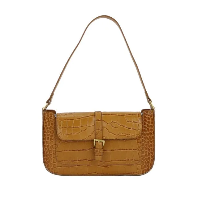 Crocodile Pattern Leather Shoulder Bag Female