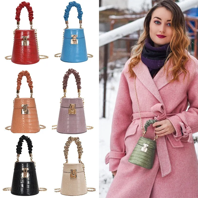 Crocodile Pattern Small Bucket Bag Crossbody Bags For Women 2021