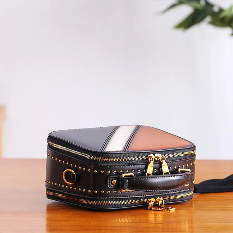 Cube Bag Women Leather Crossbody Bags Shoulder Bag Purses for Women