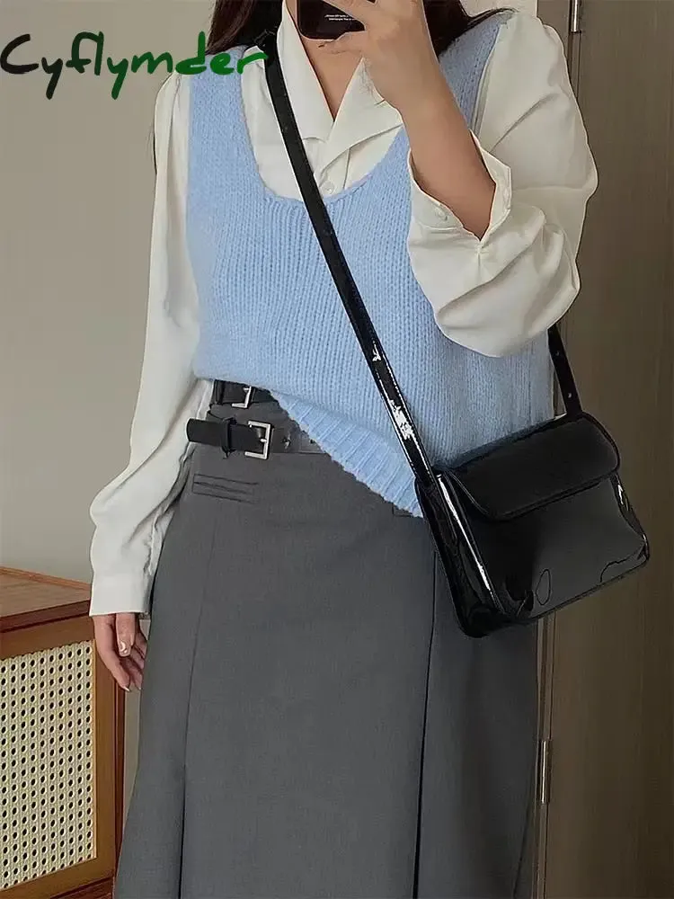 Cyflymder Elegant Patent Leather Women's Small Square Bag Ladies Vintage Shoulder Crossbody Bags Fashion Simple Female Handbags Tote Purse