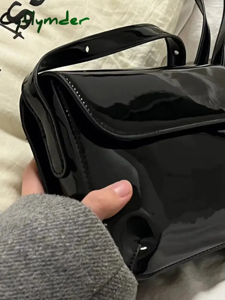 Cyflymder Elegant Patent Leather Women's Small Square Bag Ladies Vintage Shoulder Crossbody Bags Fashion Simple Female Handbags Tote Purse