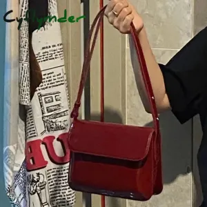 Cyflymder Elegant Patent Leather Women's Small Square Bag Ladies Vintage Shoulder Crossbody Bags Fashion Simple Female Handbags Tote Purse