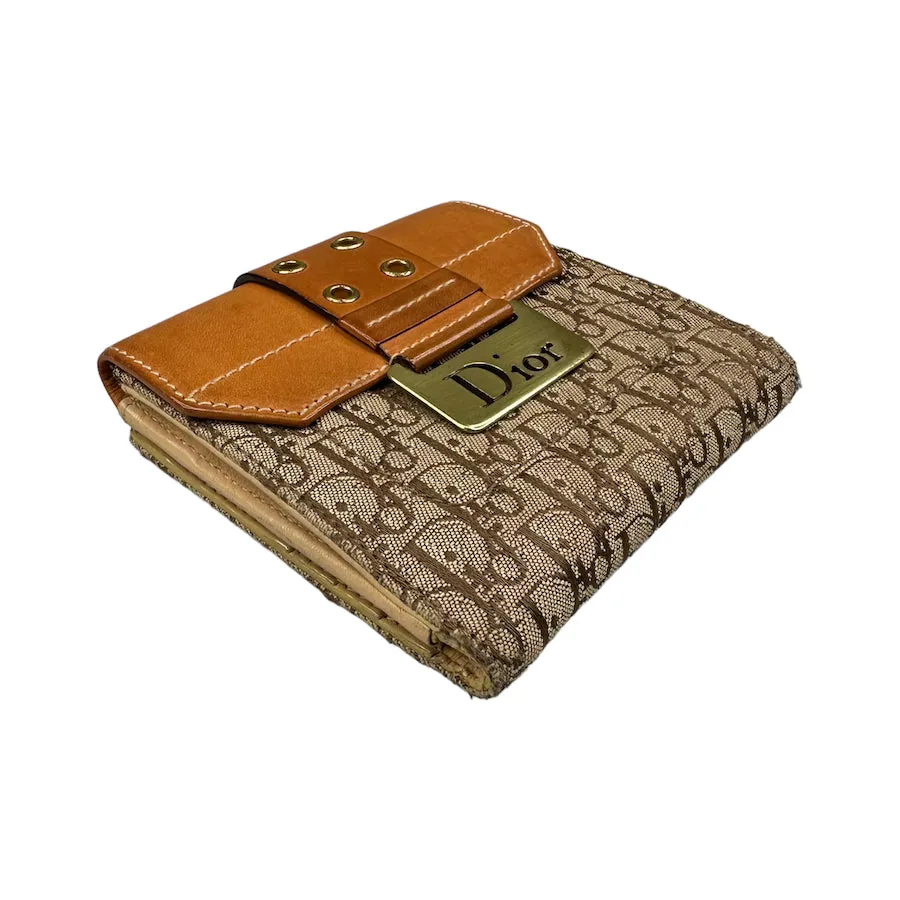 DIOR 2003 'STREET CHIC' TROTTER CANVAS WALLET BEIGE/LIGHT BROWN
