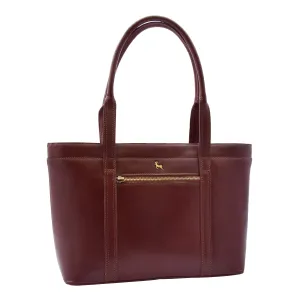 DR302 Women’s Genuine Cowhide Leather Shoulder Bag Shopper Handbag Chestnut