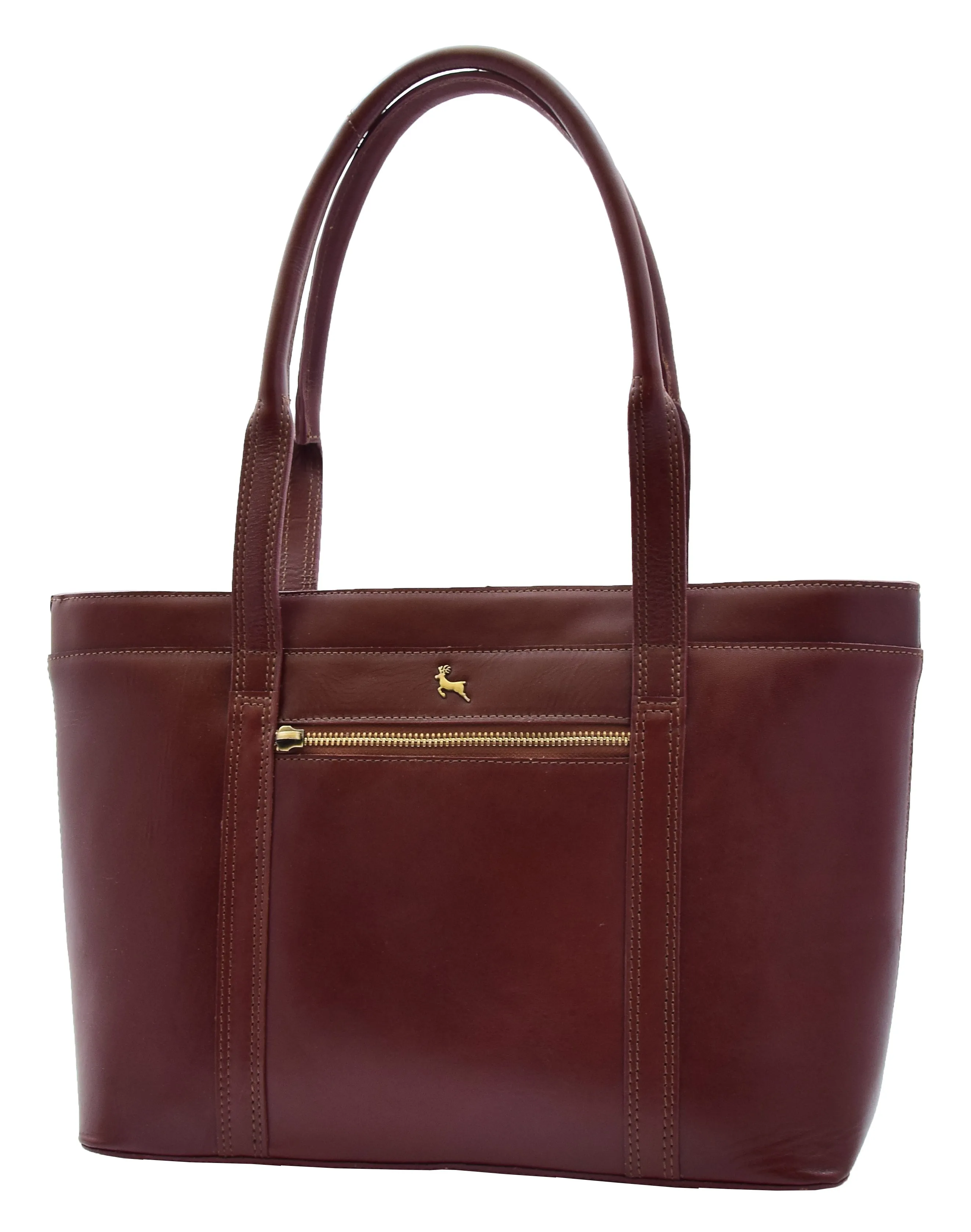 DR302 Women’s Genuine Cowhide Leather Shoulder Bag Shopper Handbag Chestnut