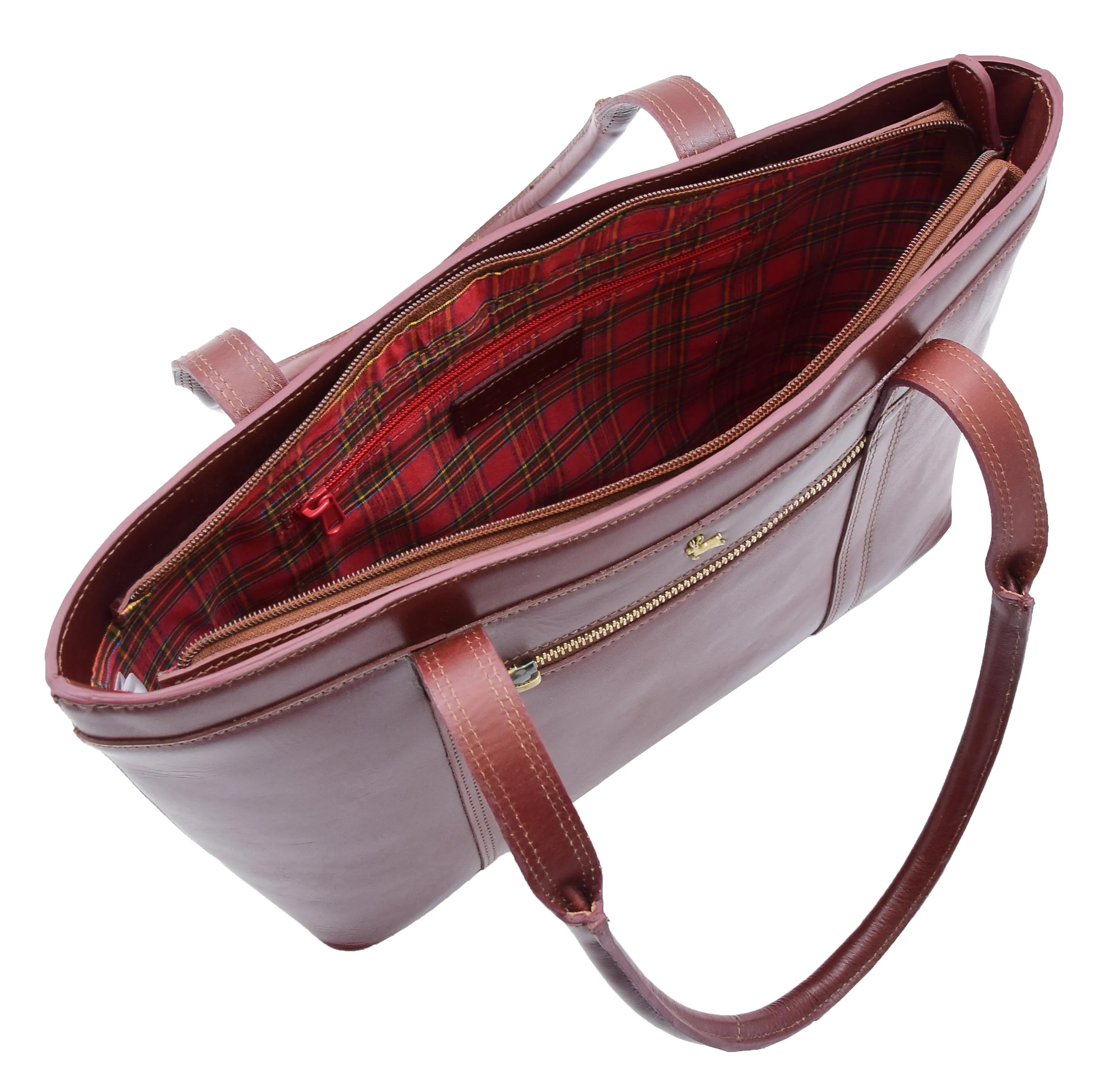 DR302 Women’s Genuine Cowhide Leather Shoulder Bag Shopper Handbag Chestnut