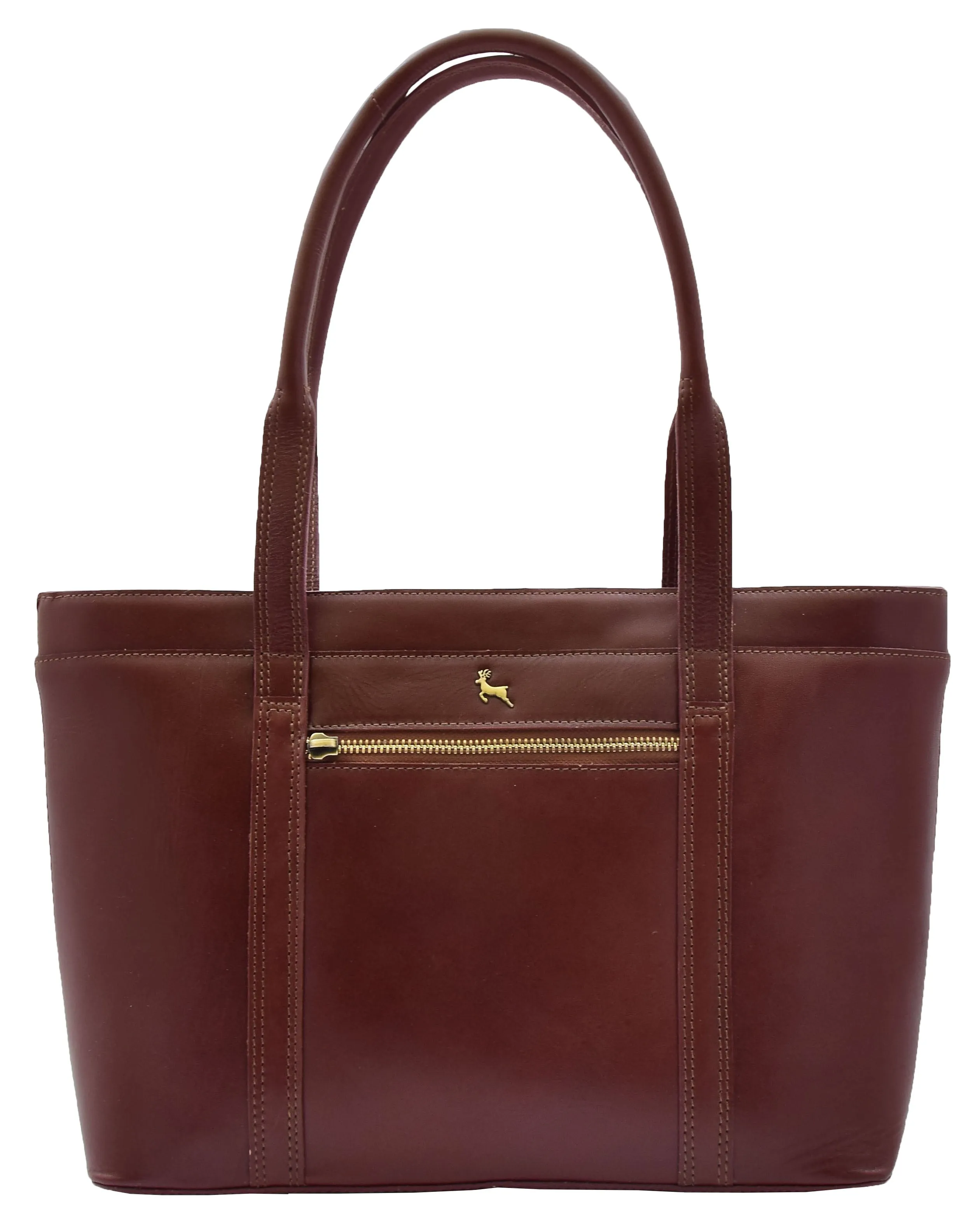 DR302 Women’s Genuine Cowhide Leather Shoulder Bag Shopper Handbag Chestnut