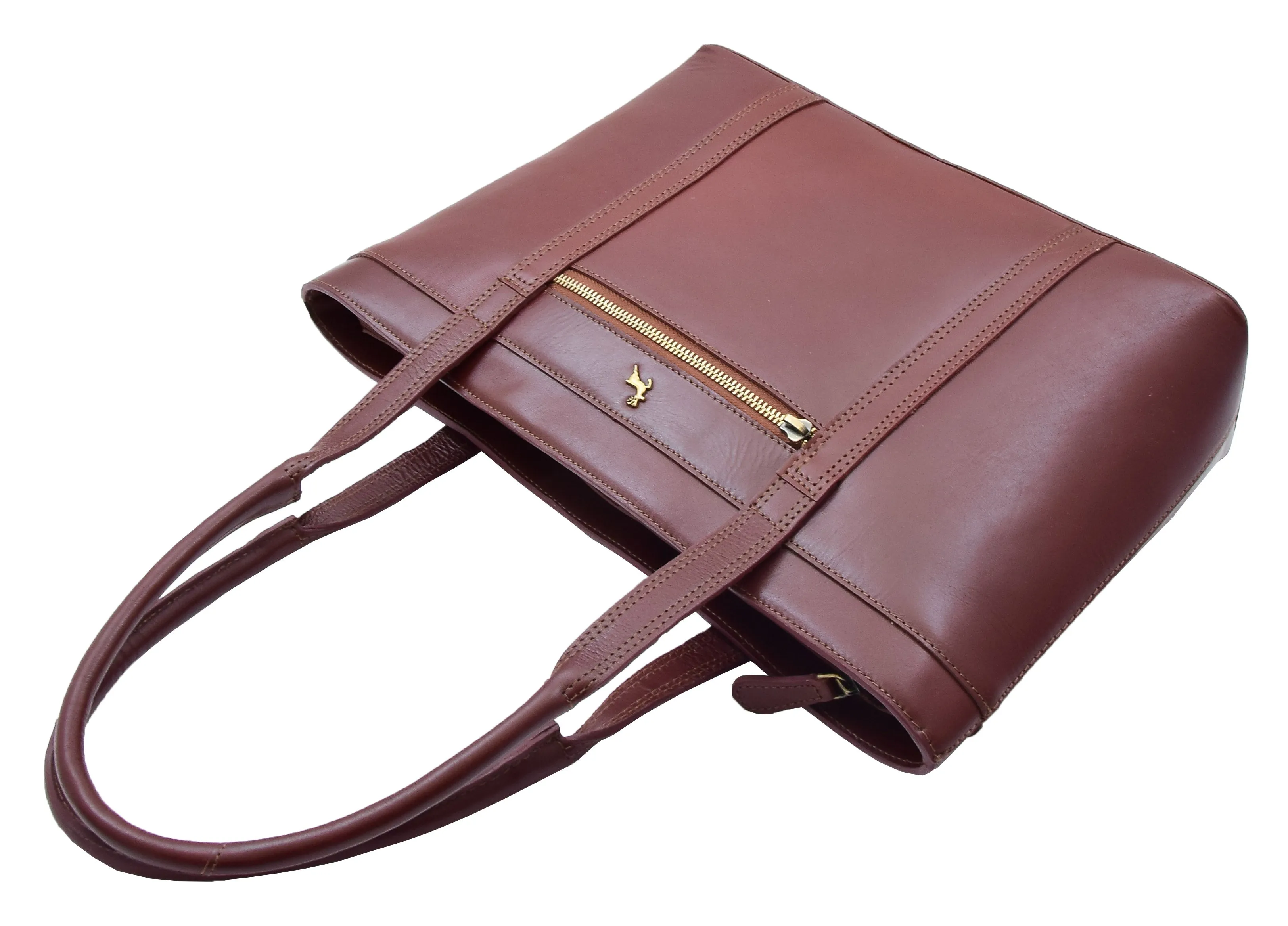 DR302 Women’s Genuine Cowhide Leather Shoulder Bag Shopper Handbag Chestnut