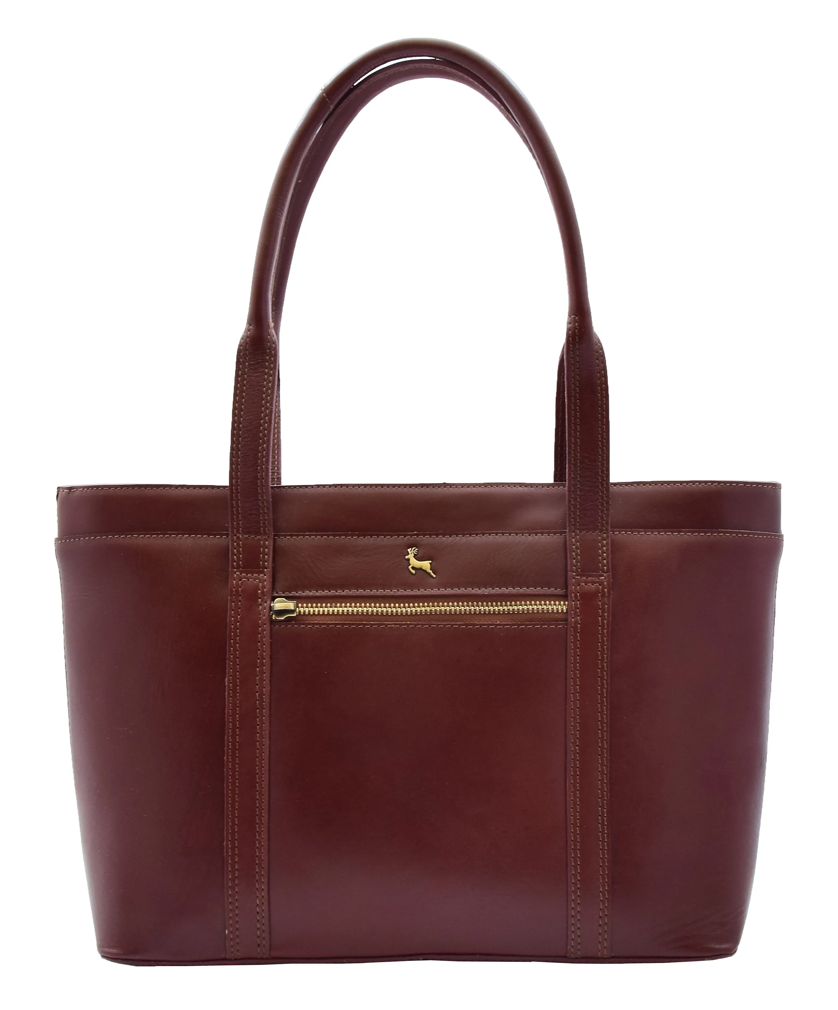 DR302 Women’s Genuine Cowhide Leather Shoulder Bag Shopper Handbag Chestnut