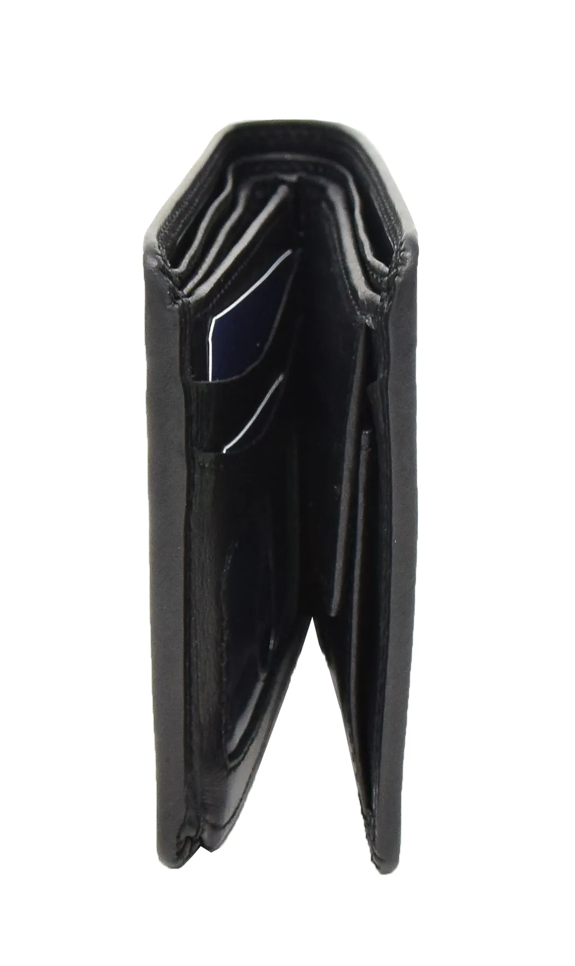 DR415 Men’s Real Leather Large Size Bifold Wallet Black