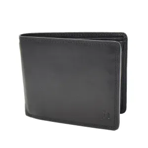 DR415 Men’s Real Leather Large Size Bifold Wallet Black