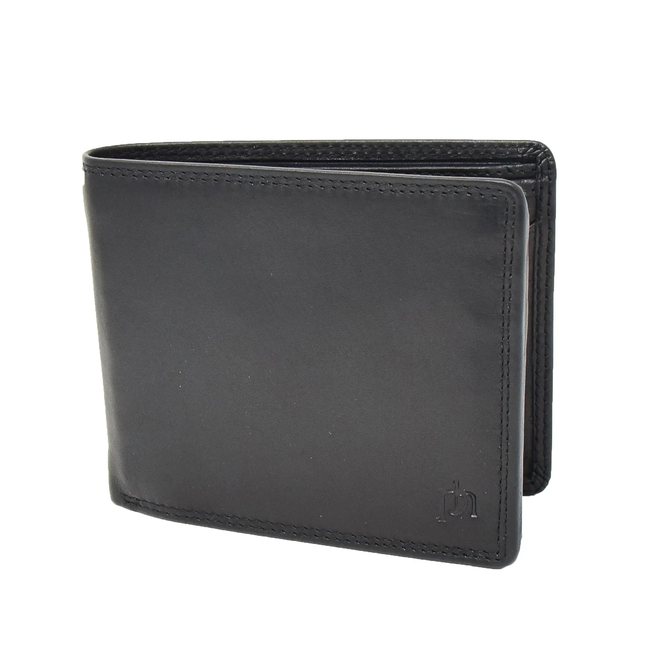 DR415 Men’s Real Leather Large Size Bifold Wallet Black