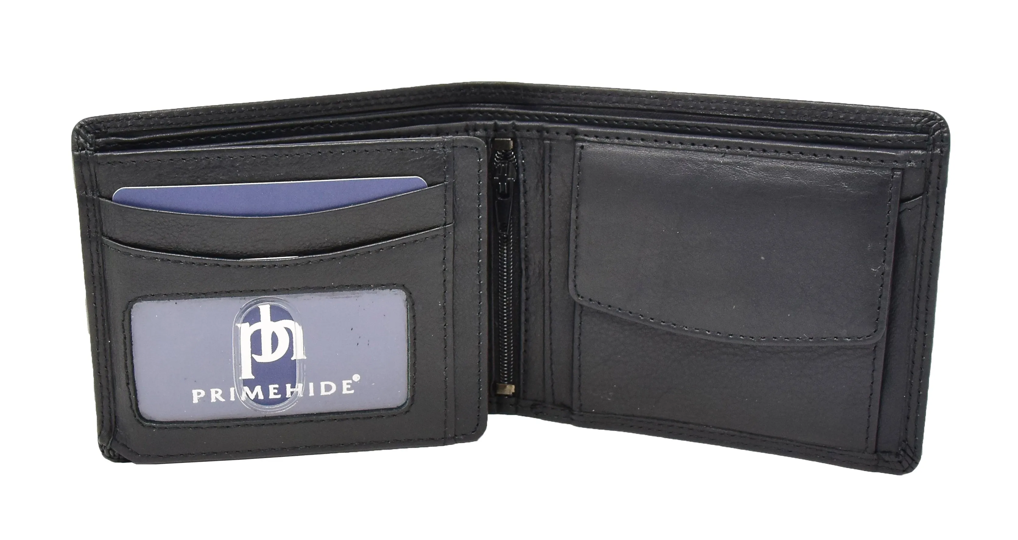 DR415 Men’s Real Leather Large Size Bifold Wallet Black