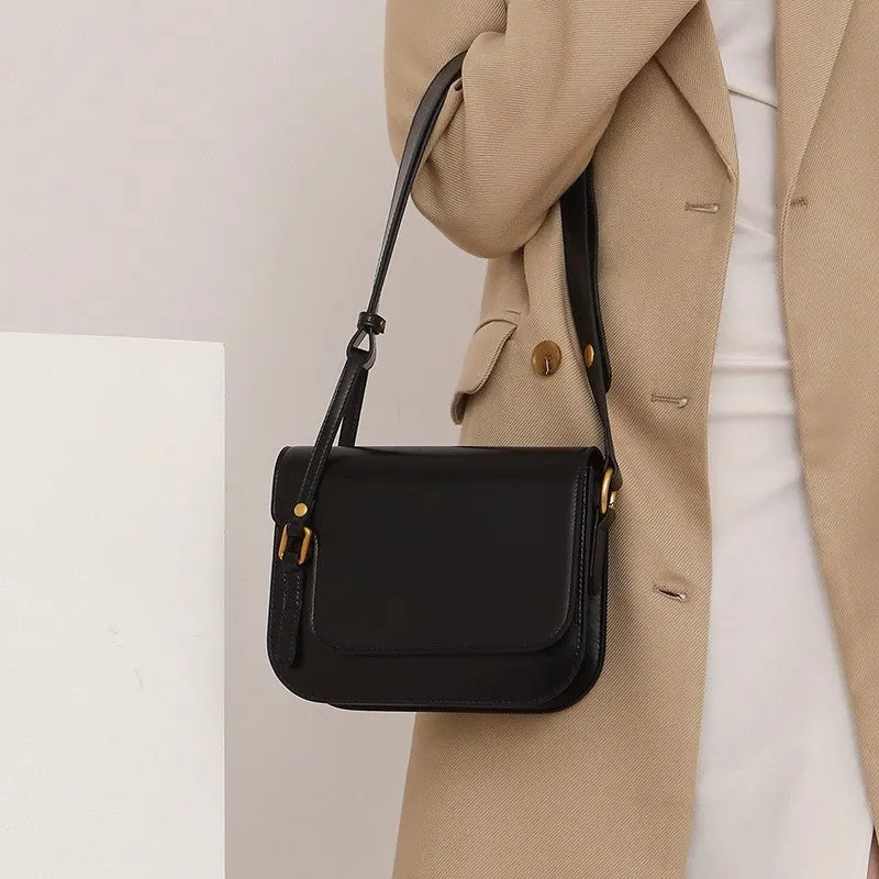 Elegant Womens Flap Crossbody Bag Brown Shoulder Bag