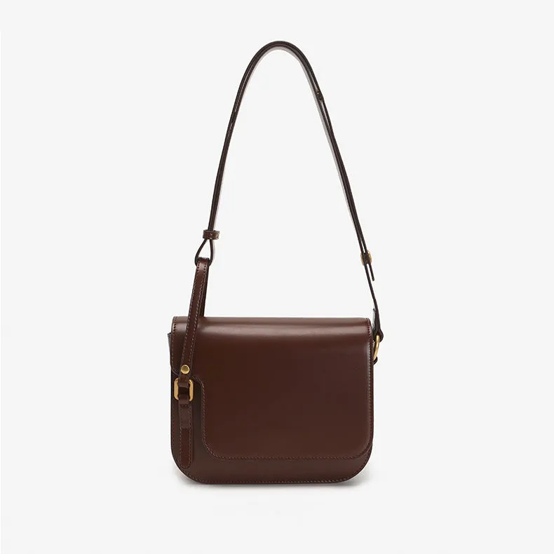 Elegant Womens Flap Crossbody Bag Brown Shoulder Bag