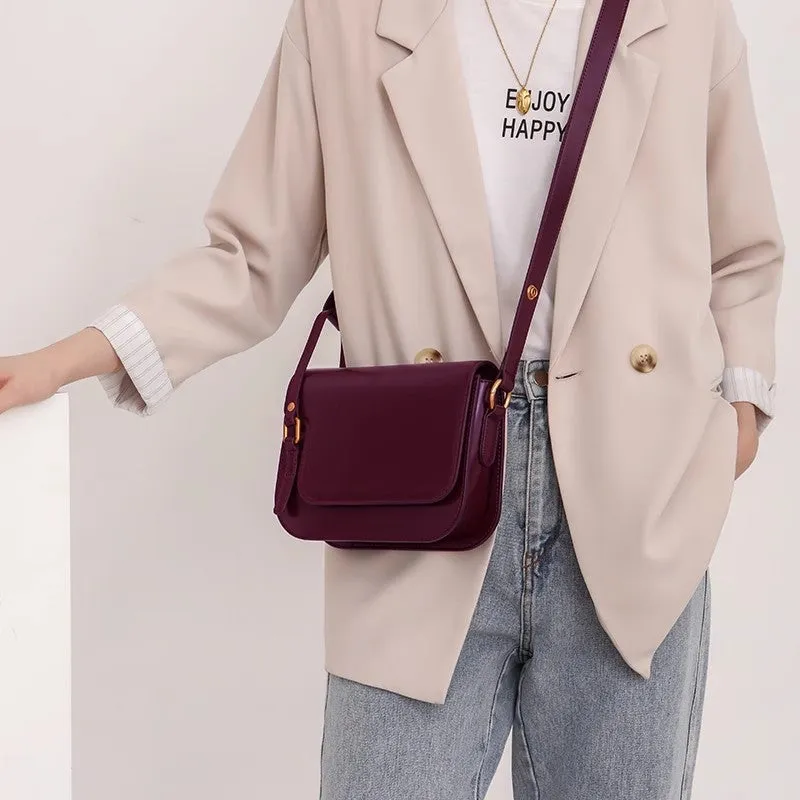 Elegant Womens Flap Crossbody Bag Brown Shoulder Bag
