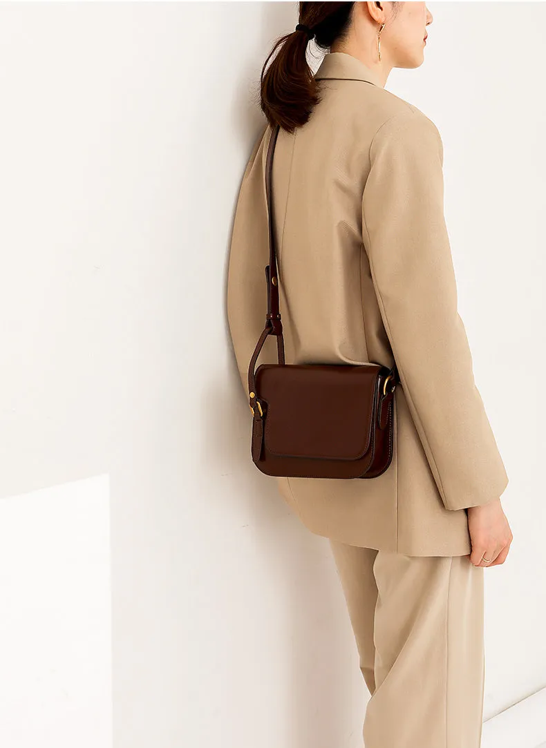 Elegant Womens Flap Crossbody Bag Brown Shoulder Bag
