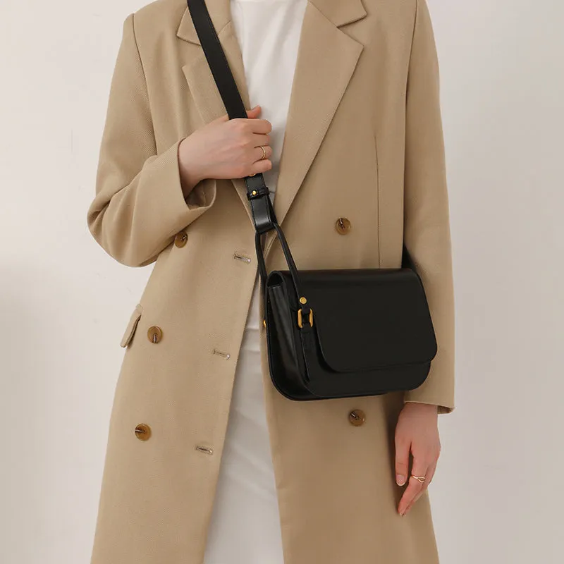 Elegant Womens Flap Crossbody Bag Brown Shoulder Bag