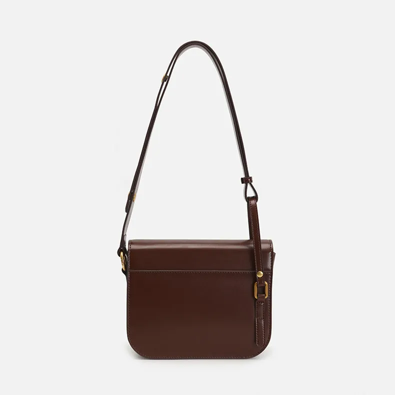 Elegant Womens Flap Crossbody Bag Brown Shoulder Bag