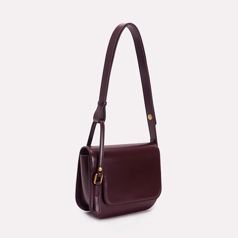 Elegant Womens Flap Crossbody Bag Brown Shoulder Bag