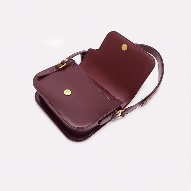 Elegant Womens Flap Crossbody Bag Brown Shoulder Bag