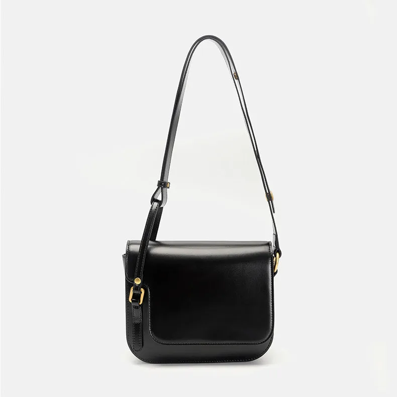 Elegant Womens Flap Crossbody Bag Brown Shoulder Bag