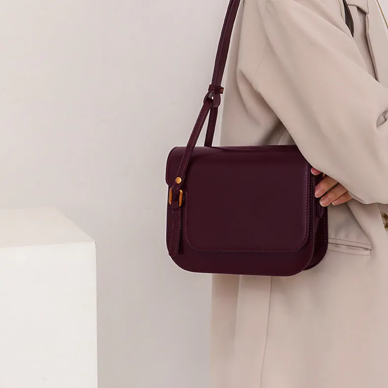 Elegant Womens Flap Crossbody Bag Brown Shoulder Bag