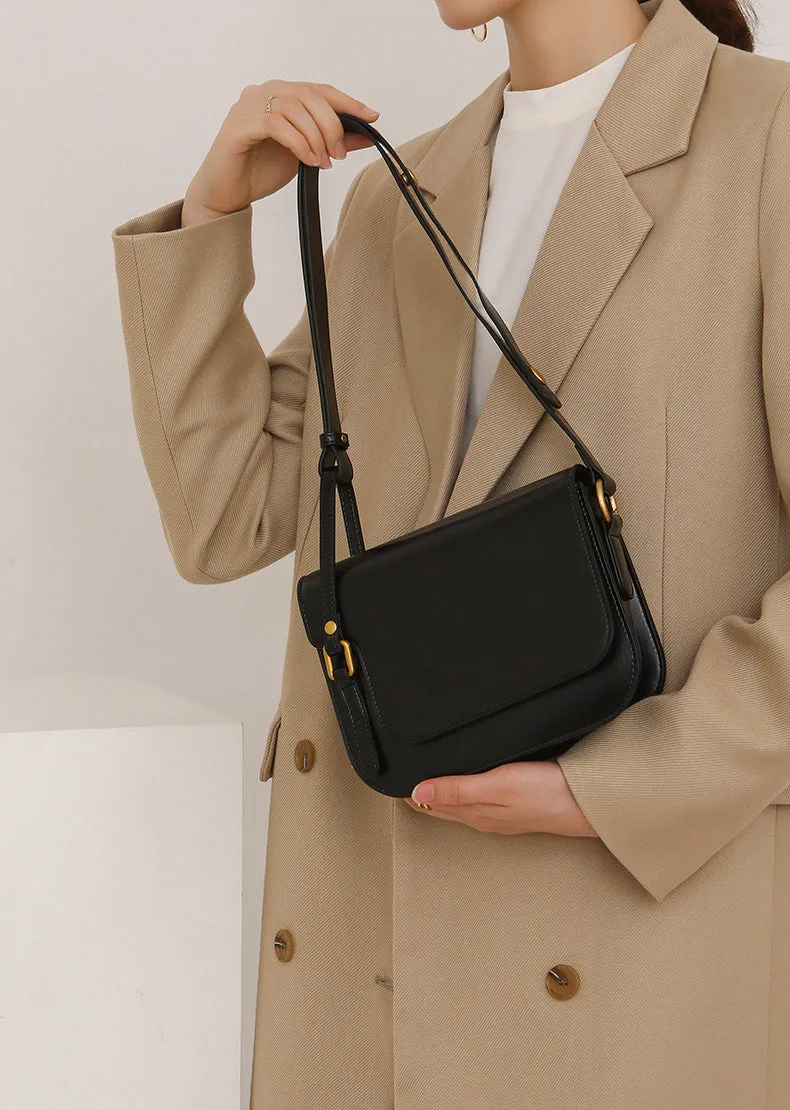 Elegant Womens Flap Crossbody Bag Brown Shoulder Bag