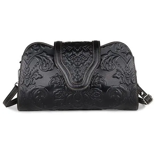 Embossed Green Genuine Leather Skin Messinger Handbags - Ailime Designs