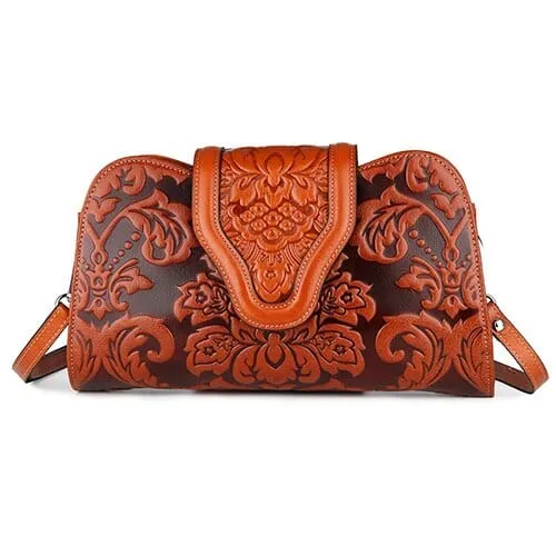 Embossed Green Genuine Leather Skin Messinger Handbags - Ailime Designs