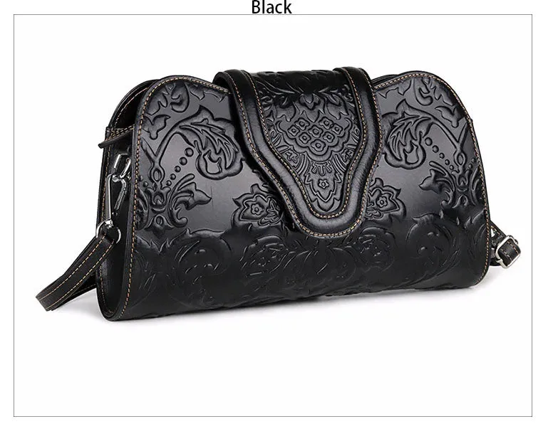 Embossed Green Genuine Leather Skin Messinger Handbags - Ailime Designs