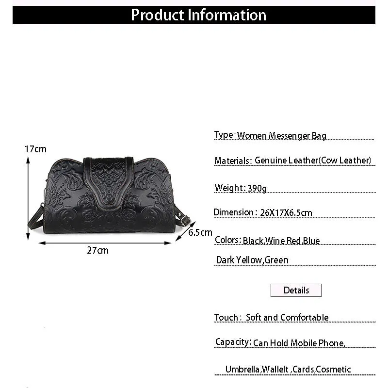 Embossed Green Genuine Leather Skin Messinger Handbags - Ailime Designs