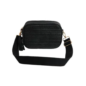 Escape Crossbody Rafia Weave Bag | Black