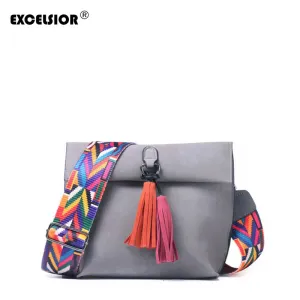 EXCELSIOR Women's Bag Scrub PU Crossbody Bags Luxury Handbags Women Bags Designer bolso mujer Colorful Strap sac a main femme