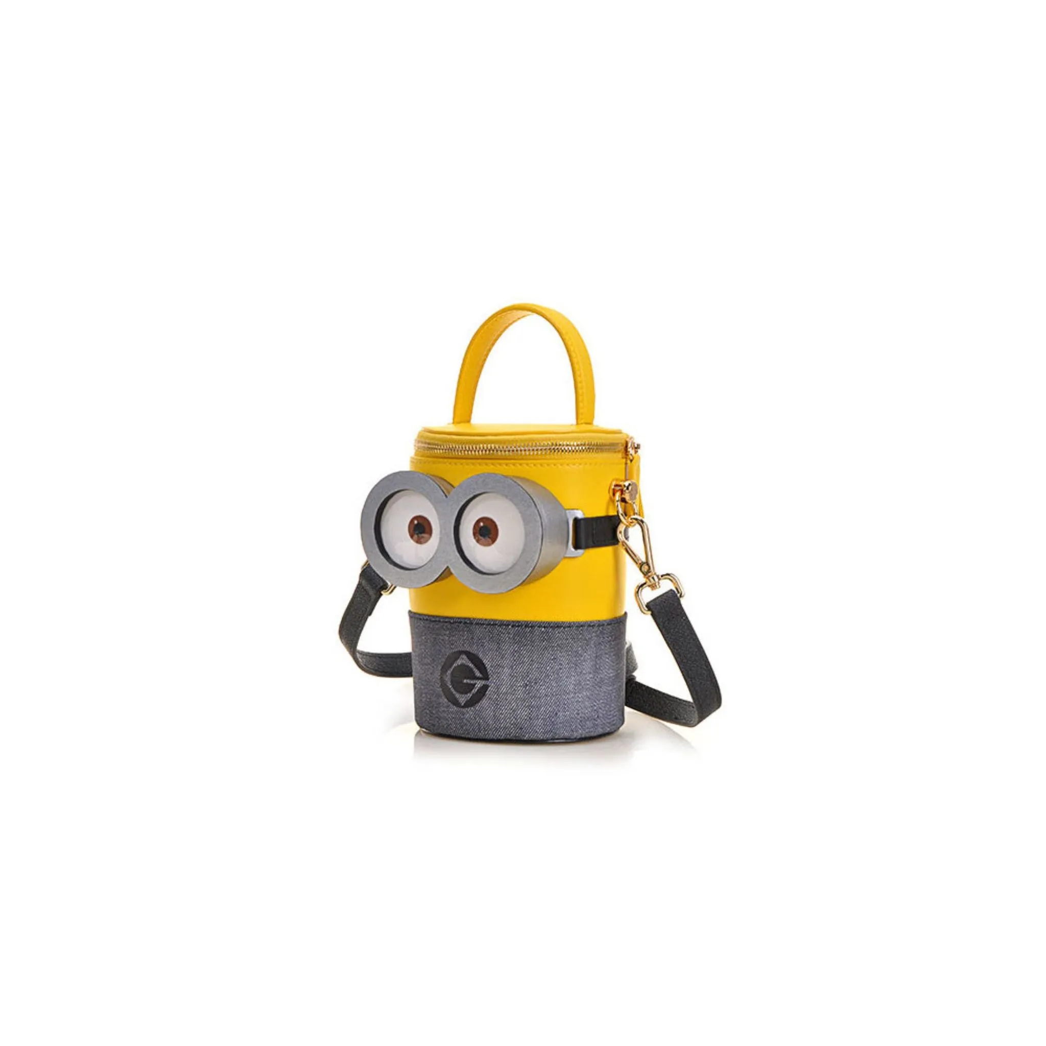 FION Minions Denim with Leather Shoulder Bag - Yellow / Blue