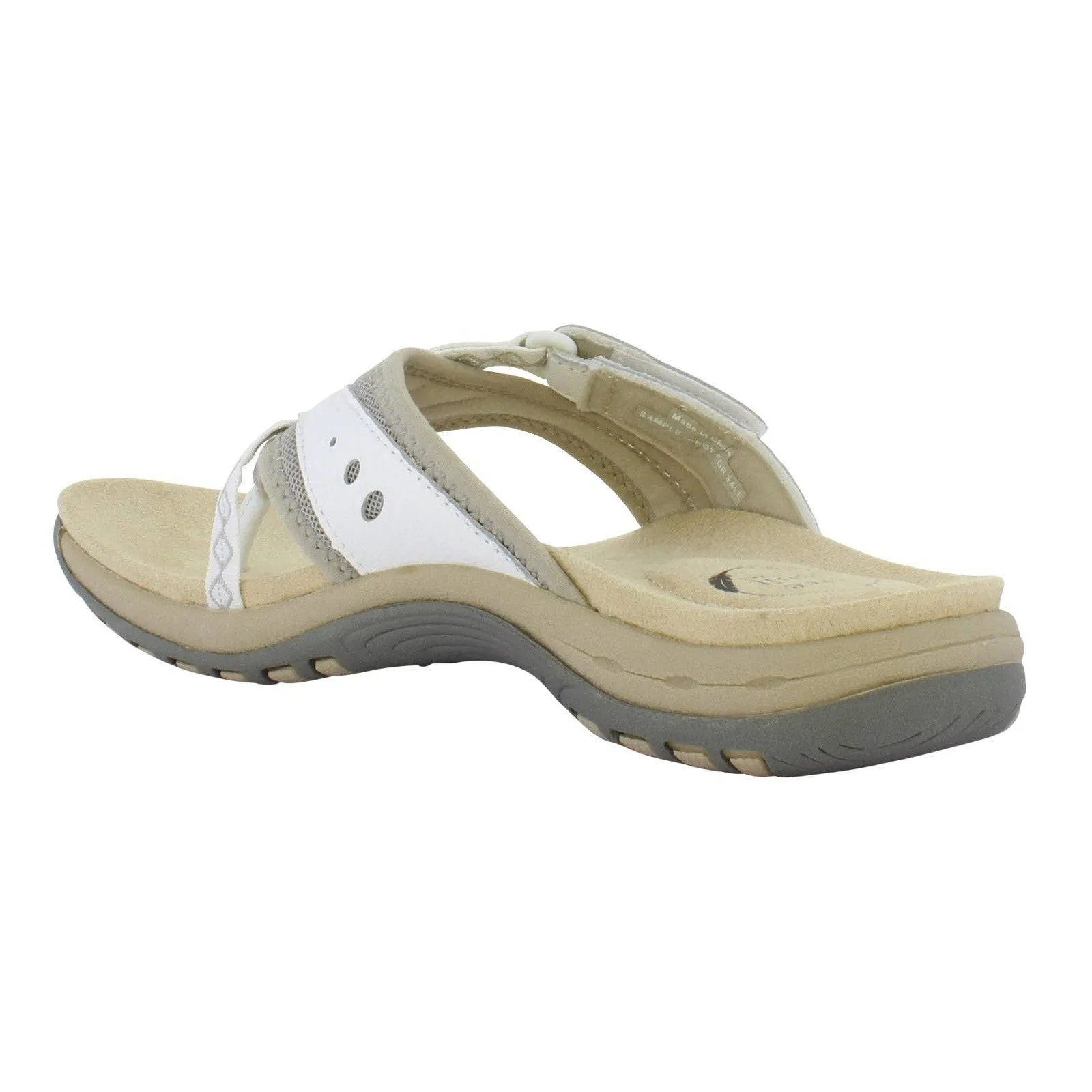 Free Spirit Juliet Ladies White Suede & Textile Toe-Post Sandals