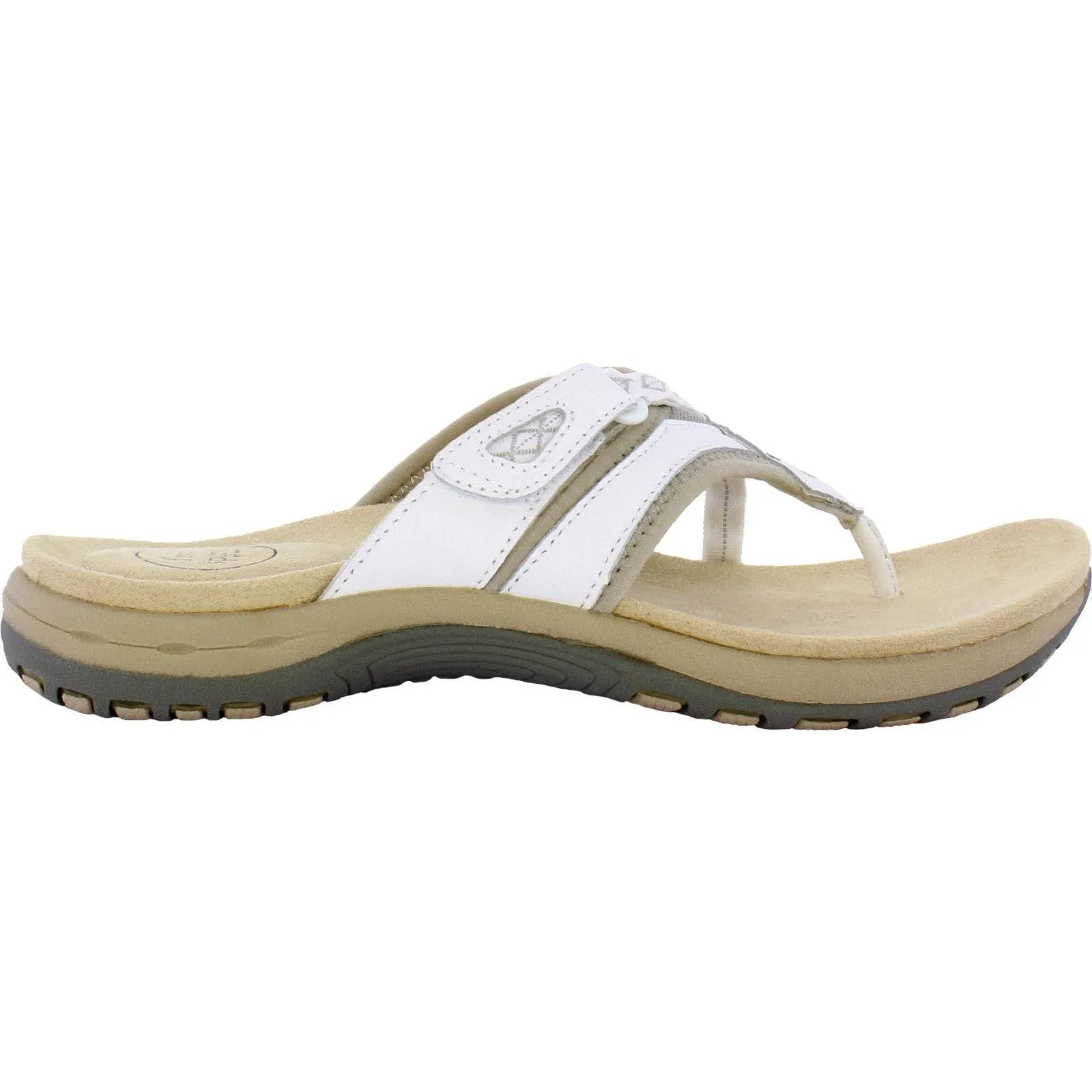 Free Spirit Juliet Ladies White Suede & Textile Toe-Post Sandals