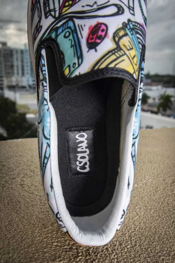 Funky Culture Pattern Print Canvas Ladies Slip On Low-Top Sneaker