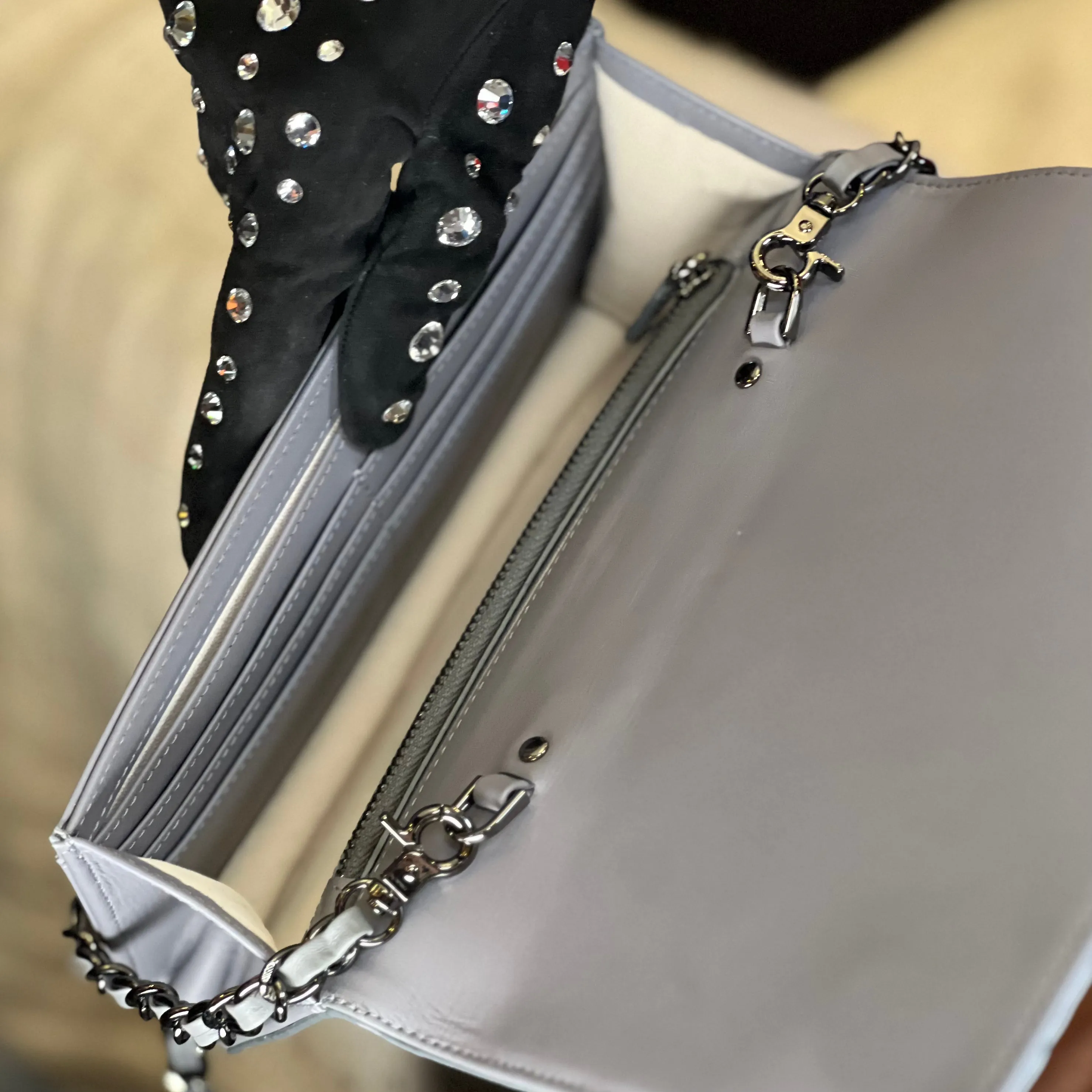 Genuine Crocodile Clutch in natural cream 8"L X 5"H
